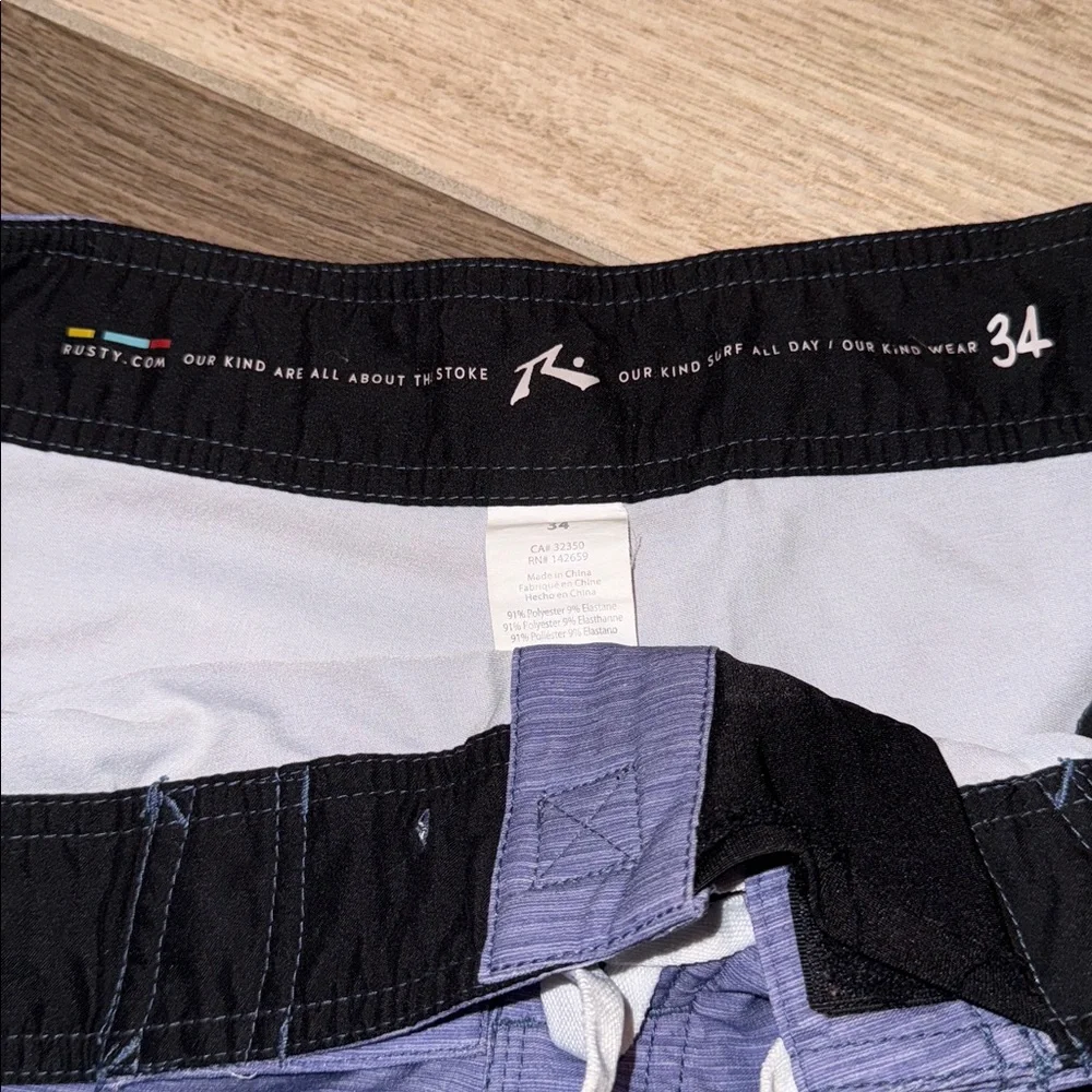 Rusty Men's Indigo Board Shorts Sz 34 EUC